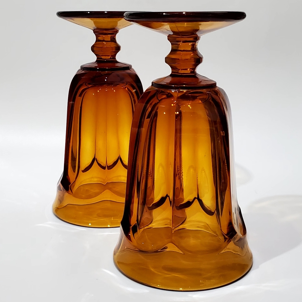 2 Imperial Glass-Ohio 12oz Old Williamsburg Amber Iced Tea Glasses - Picture 6 of 13